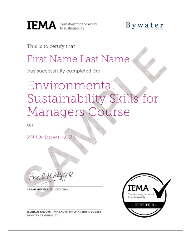 IEMA Environmental Sustainability Skills for Managers Certificate