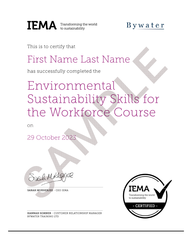 IEMA Environmental Sustainability Skills for the Workforce Certificate