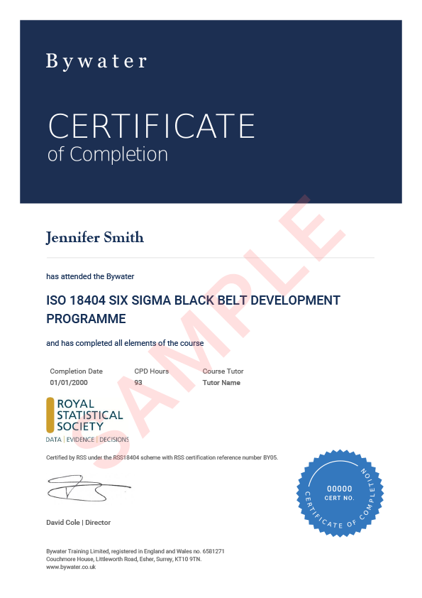 ISO 18404 Six Sigma Black Belt Certificate