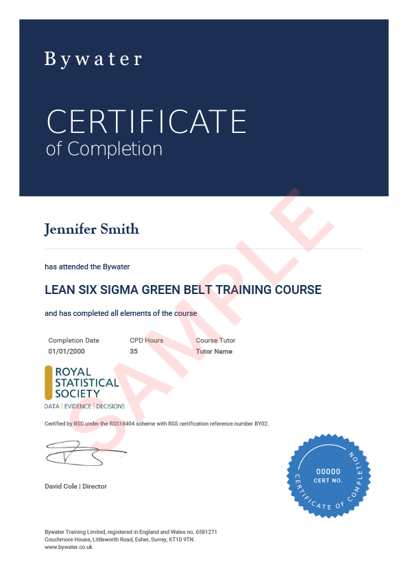 Lean six Sigma Green Belt Certificate